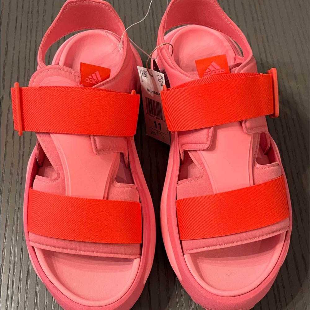 NWT Adidas Mehana Comfort Slip On Womens 11 M Casual Sandals IF8182 Pink & Red - Picture 7 of 8